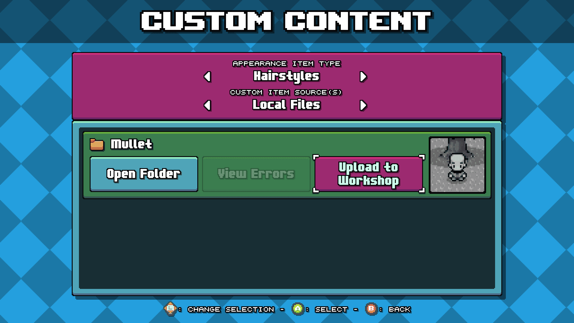 Screenshot of the custom appearance item management screen in Bang Average Football.